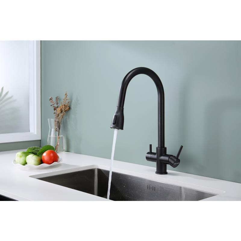 Смеситель для кухни Paulmark Lange La214212-418 Черный металлик