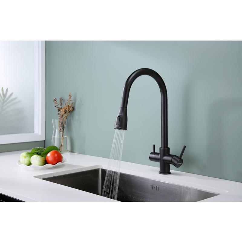 Смеситель для кухни Paulmark Lange La214212-418 Черный металлик