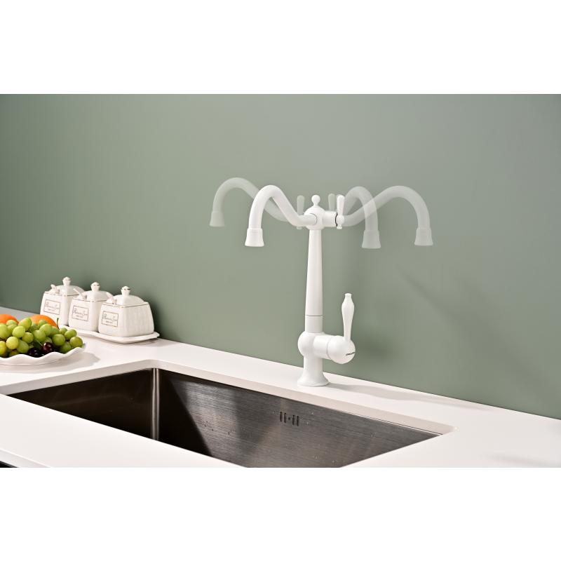 Смеситель для кухни Paulmark Retro Re213226-431 Белый матовый