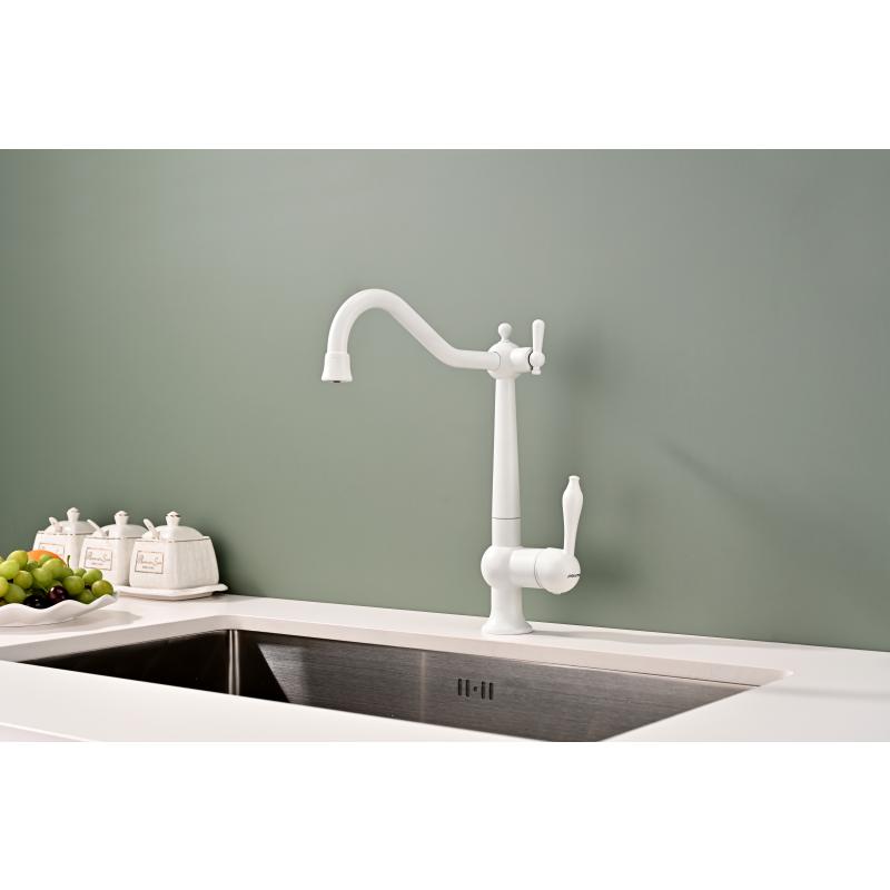 Смеситель для кухни Paulmark Retro Re213226-431 Белый матовый