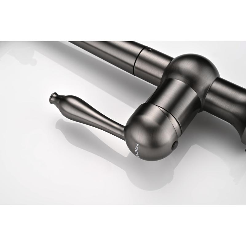 Смеситель для кухни Paulmark Retro Re213226-GM Вороненая сталь