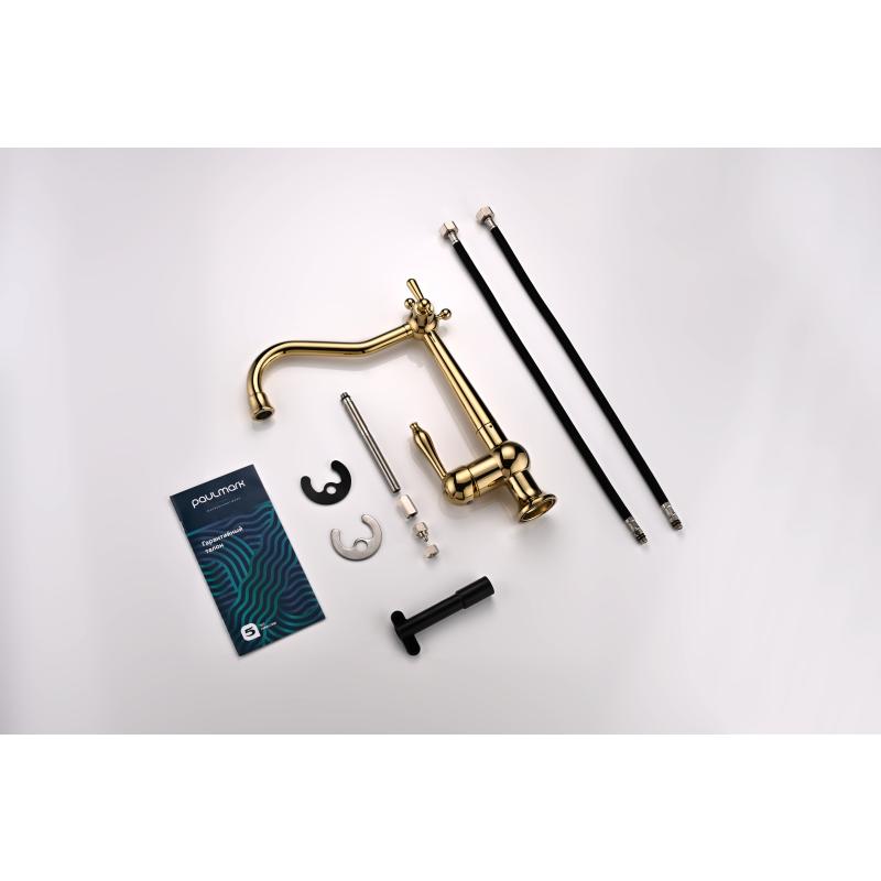 Смеситель для кухни Paulmark Retro Re213226-G Золото