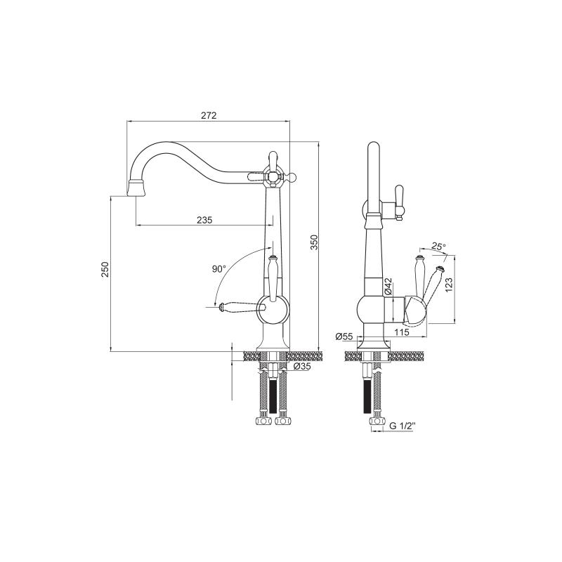 Смеситель для кухни Paulmark Retro Re213226-G Золото