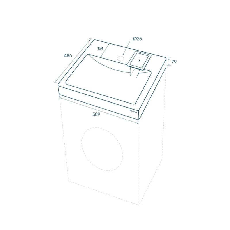 Раковина Paulmark Berg 60 PM710431 на стиральную машину Белая