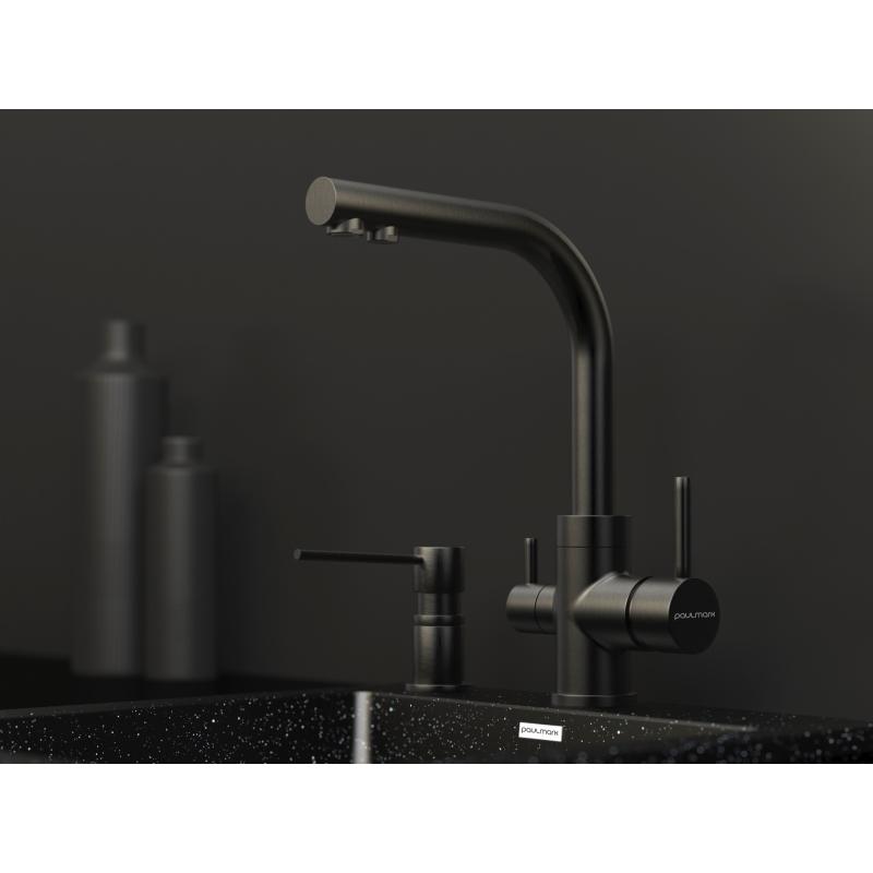 Дозатор для моющего средства Paulmark Kraft D003-GM Вороненая сталь