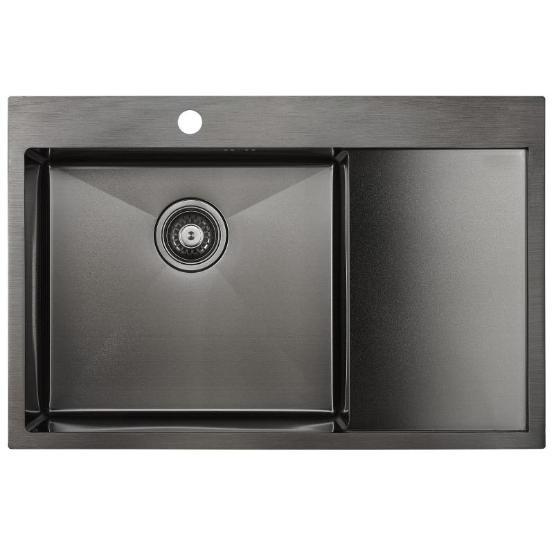 Кухонная мойка Paulmark Atlan 78 L PM217851-GML Вороненая сталь Кухонная мойка Paulmark Atlan 78 L PM217851-GML Вороненая сталь