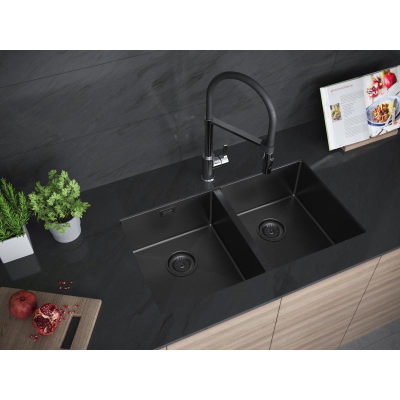 Кухонная мойка Paulmark Dopplet 78 PM507844-GM Вороненая сталь