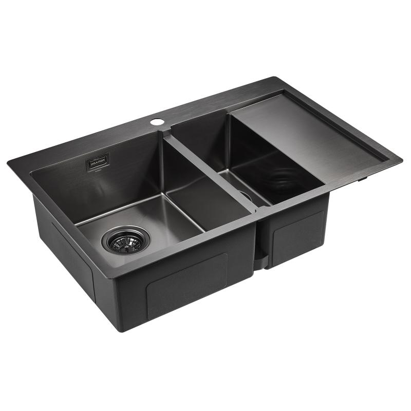 Кухонная мойка Paulmark Union 78 PM537851-GML Вороненая сталь