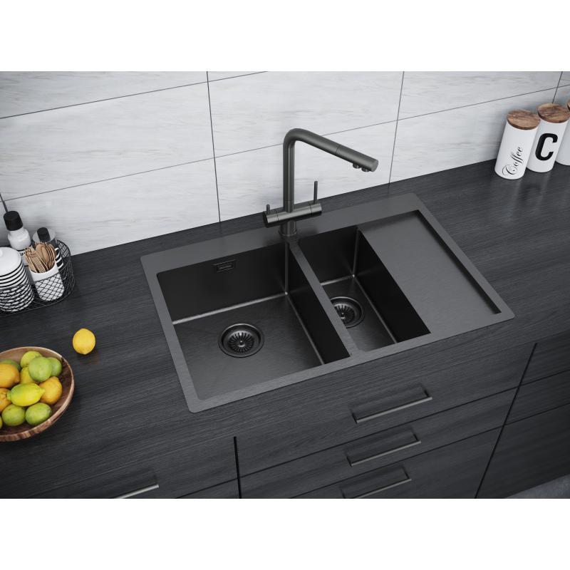 Кухонная мойка Paulmark Union 78 PM537851-GML Вороненая сталь