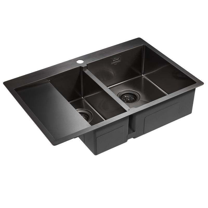 Кухонная мойка Paulmark Union 78 PM537851-GMR Вороненая сталь
