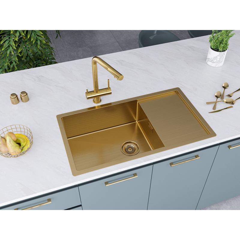 Кухонная мойка Paulmark Platte 78 PM807844-BG Брашированное золото