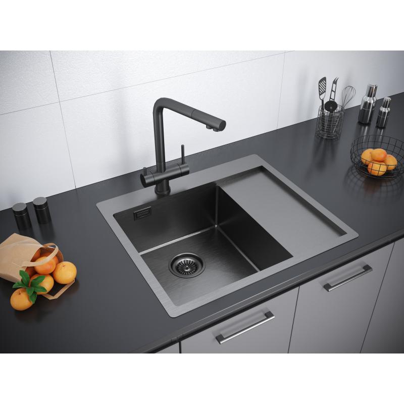 Кухонная мойка Paulmark Alster 59 PM825951-GML Вороненая сталь