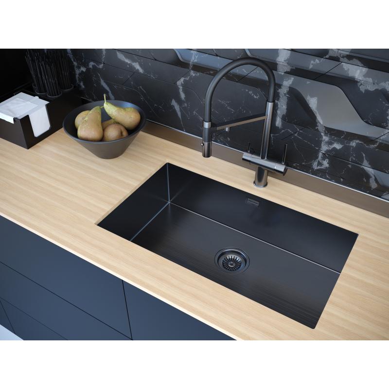 Кухонная мойка Paulmark Koher 74 PM807444-GM Вороненая сталь