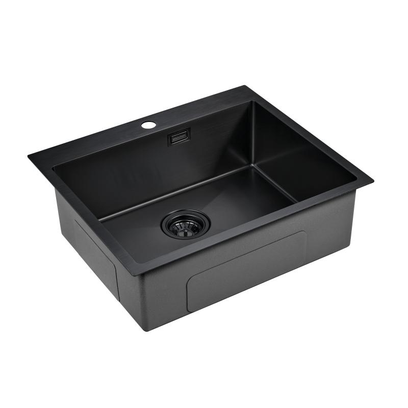 Кухонная мойка Paulmark Isar 59 PM805951-GM Вороненая сталь