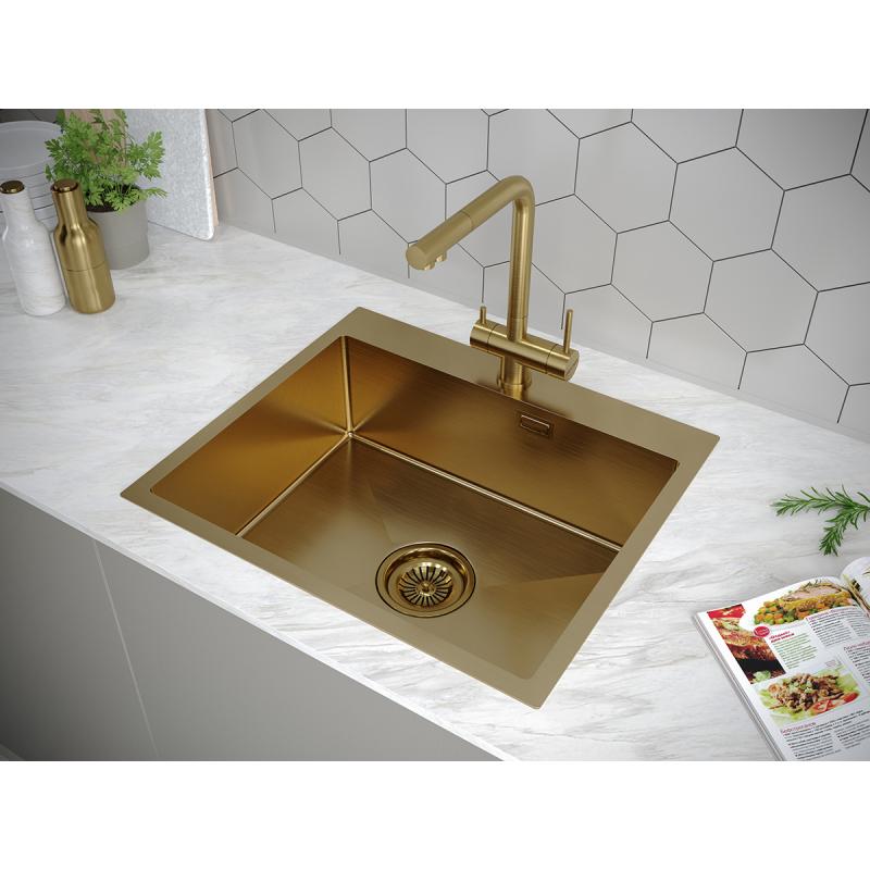 Кухонная мойка Paulmark Isar 59 PM805951-BG Брашированное золото