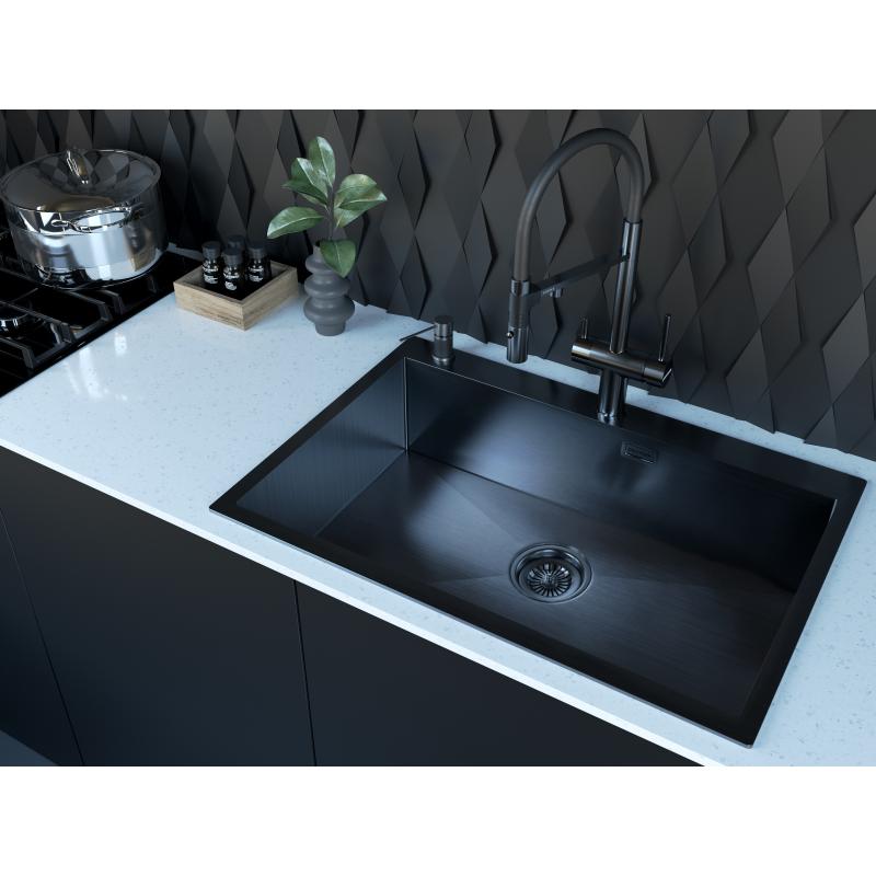 Кухонная мойка Paulmark Saar 75 PM807551-GM Вороненая сталь