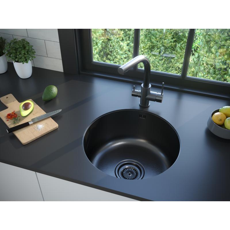 Кухонная мойка Paulmark Werra 46 PM404646-GM Вороненая сталь