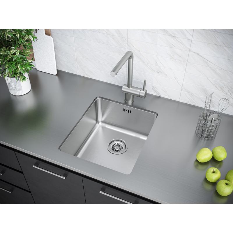 Кухонная мойка Paulmark Vista 44 PM904438-BS Брашированная сталь