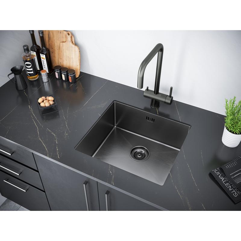 Кухонная мойка Paulmark Marx 44 PM214844-GM Вороненая сталь