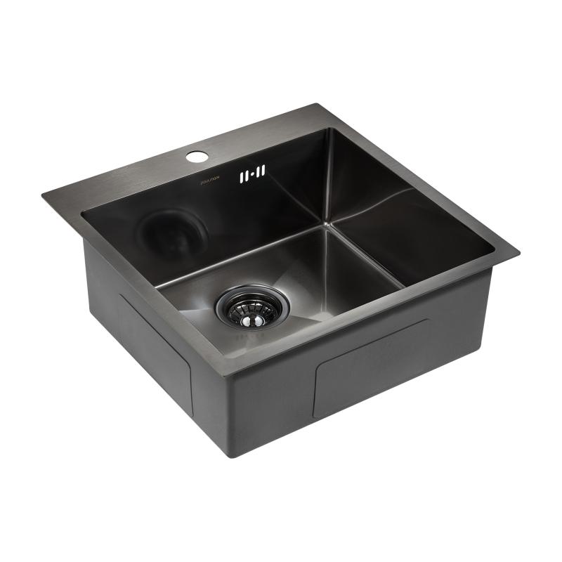 Кухонная мойка Paulmark Kroner 51 PM215151-GM Вороненая сталь
