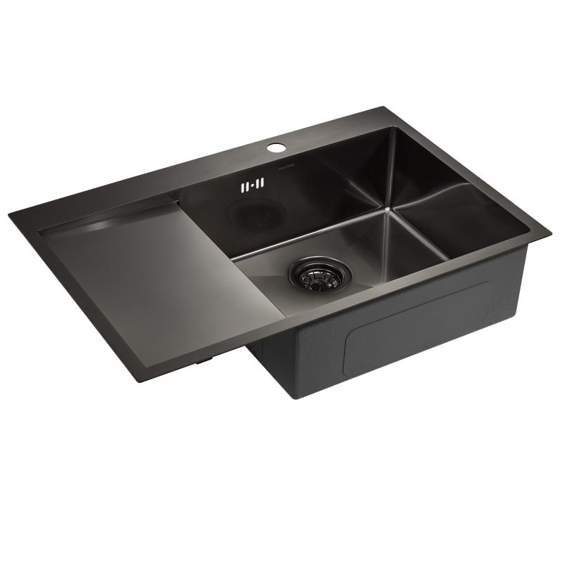 Кухонная мойка Paulmark Atlan 78 R PM217851-GMR Вороненая сталь