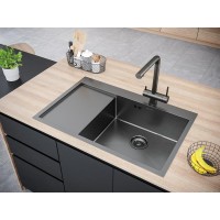 Кухонная мойка Paulmark Atlan 78 R PM217851-GMR Вороненая сталь