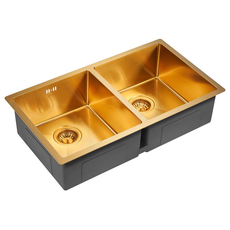 Кухонная мойка Paulmark Twin 78 PM237844-BG Брашированное золото