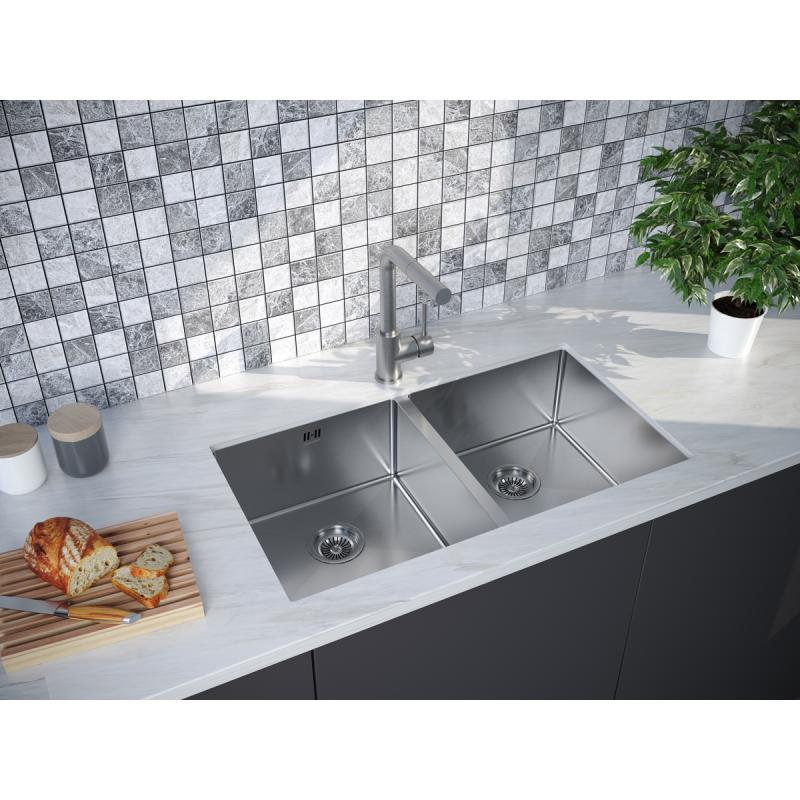 Кухонная мойка Paulmark Twin 78 PM237844-BS Брашированная сталь