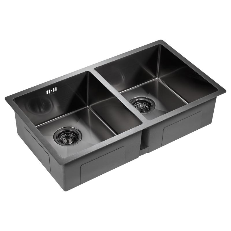 Кухонная мойка Paulmark Twin 78 PM237844-GM Вороненая сталь