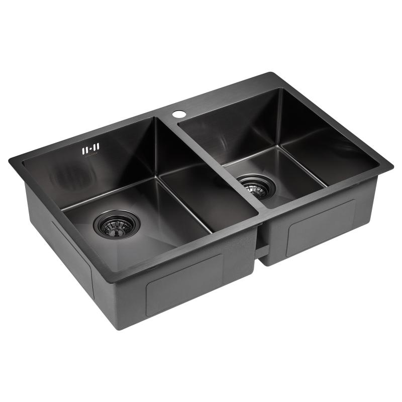Мойка кухонная Paulmark Helfer PM237851-GM из нержавеющей стали, вороненая сталь