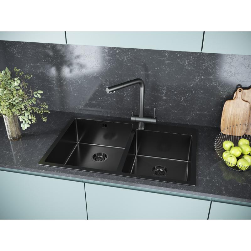 Мойка кухонная Paulmark Helfer PM237851-GM из нержавеющей стали, вороненая сталь