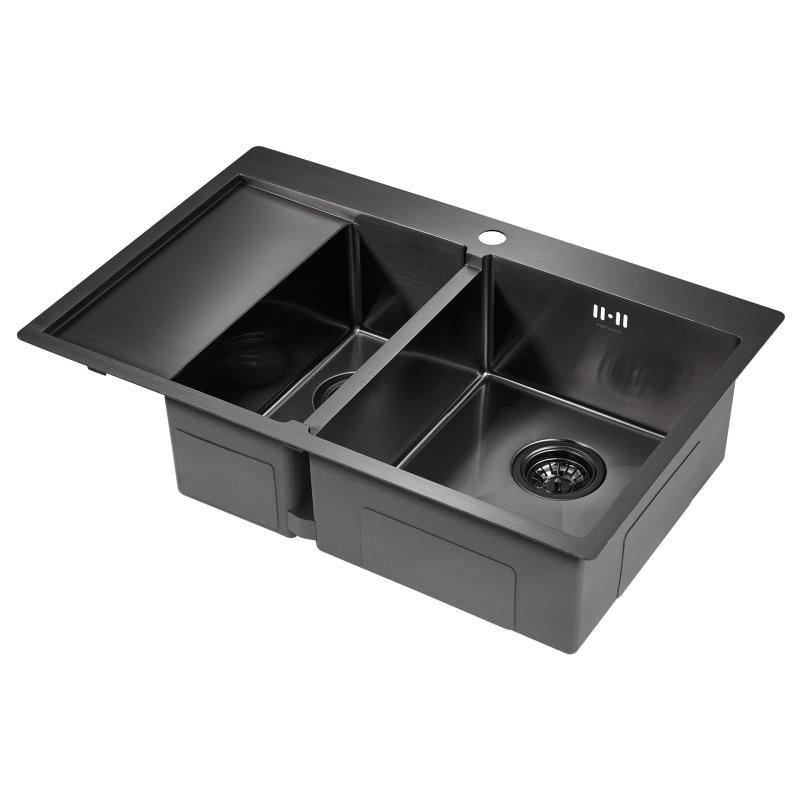 Кухонная мойка Paulmark Liga 78 PM227851-GMR Вороненая сталь