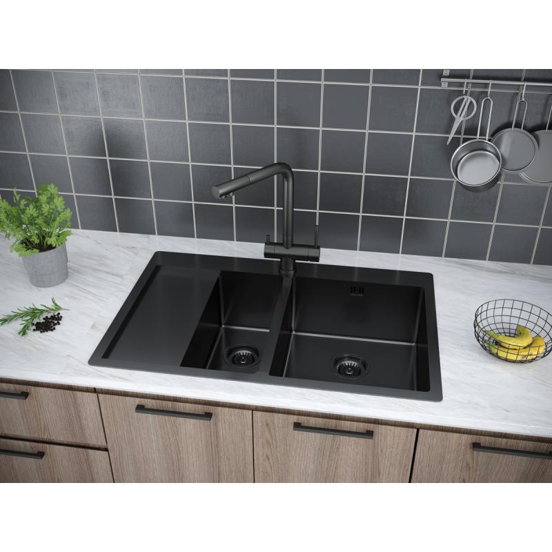 Кухонная мойка Paulmark Liga 78 PM227851-GMR Вороненая сталь