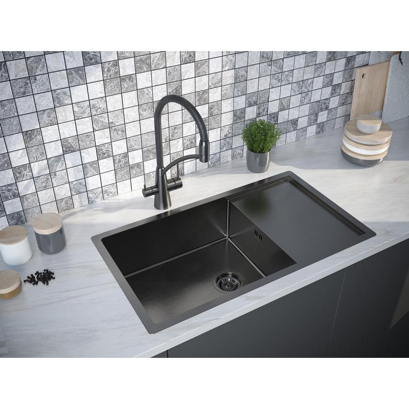 Кухонная мойка Paulmark Wing 78 PM217844-GM Вороненая сталь