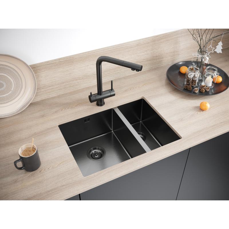 Кухонная мойка Paulmark Zusat 59 PM225944-GML Вороненая сталь