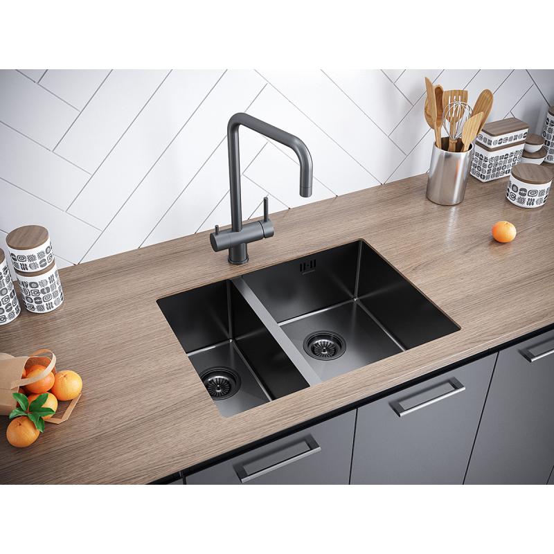 Кухонная мойка Paulmark Zusat 59 PM225944-GMR Вороненая сталь