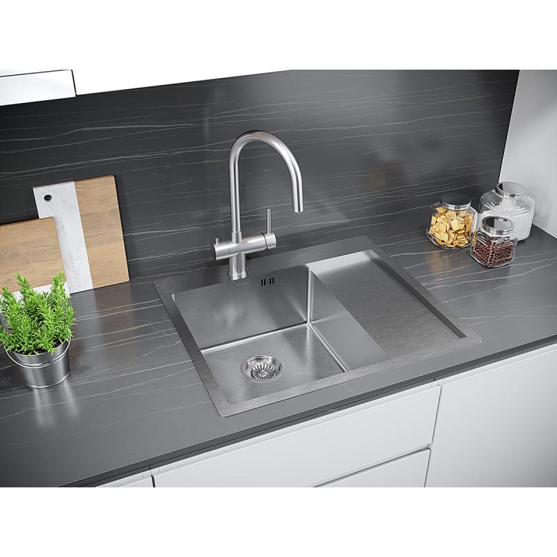 Кухонная мойка Paulmark Flank 59 PM225951-BSL Брашированная сталь