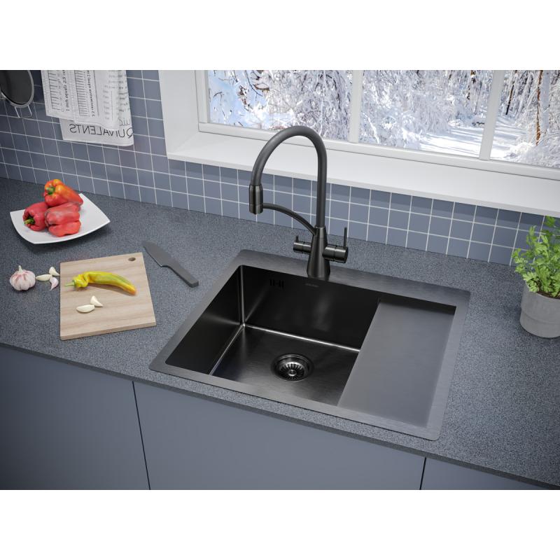 Кухонная мойка Paulmark Flank 59 PM225951-GML Вороненая сталь