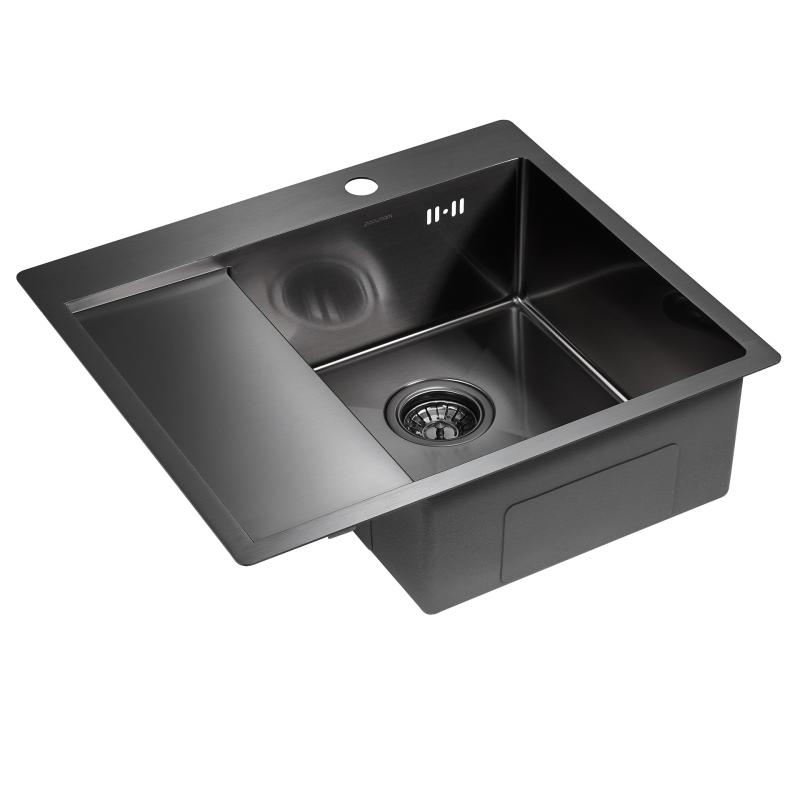 Кухонная мойка Paulmark Flank 59 PM225951-GMR Вороненая сталь