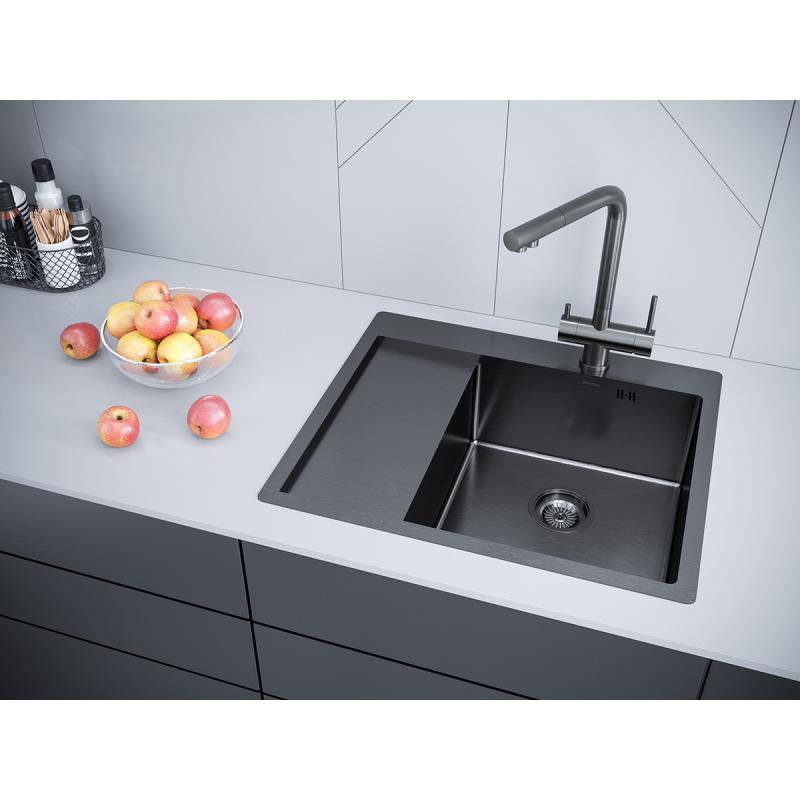 Кухонная мойка Paulmark Flank 59 PM225951-GMR Вороненая сталь