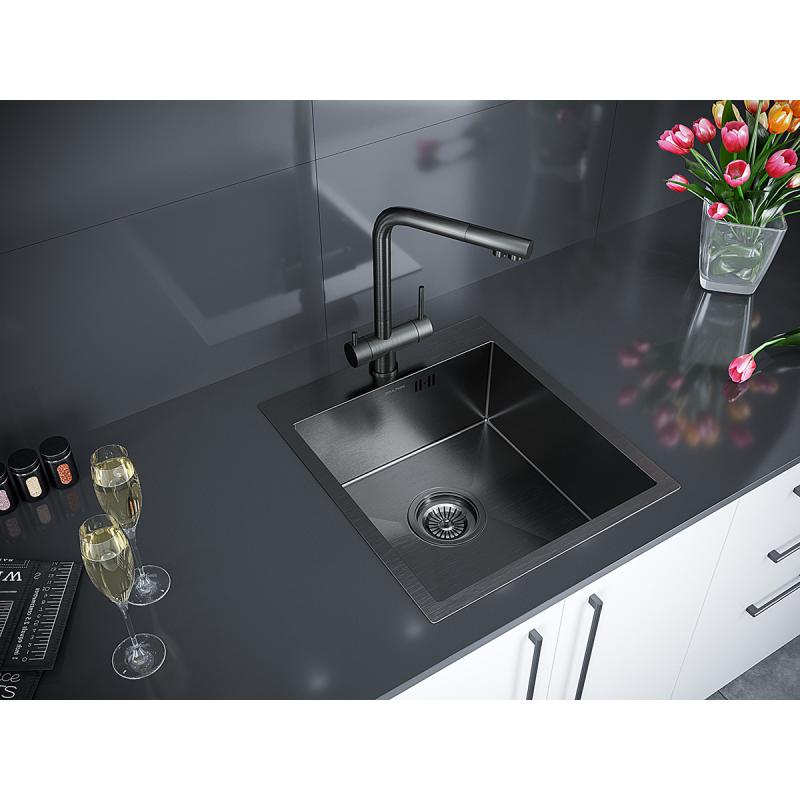 Кухонная мойка Paulmark Favor 45 PM214551-GM Вороненая сталь