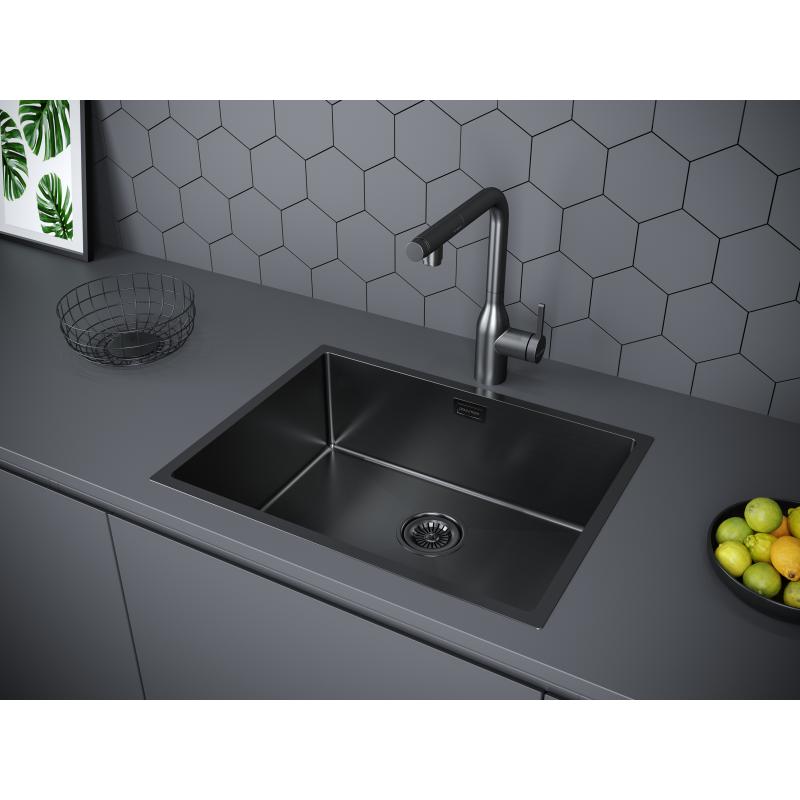 Кухонная мойка Paulmark Next 58 PM215844-GM Вороненая сталь