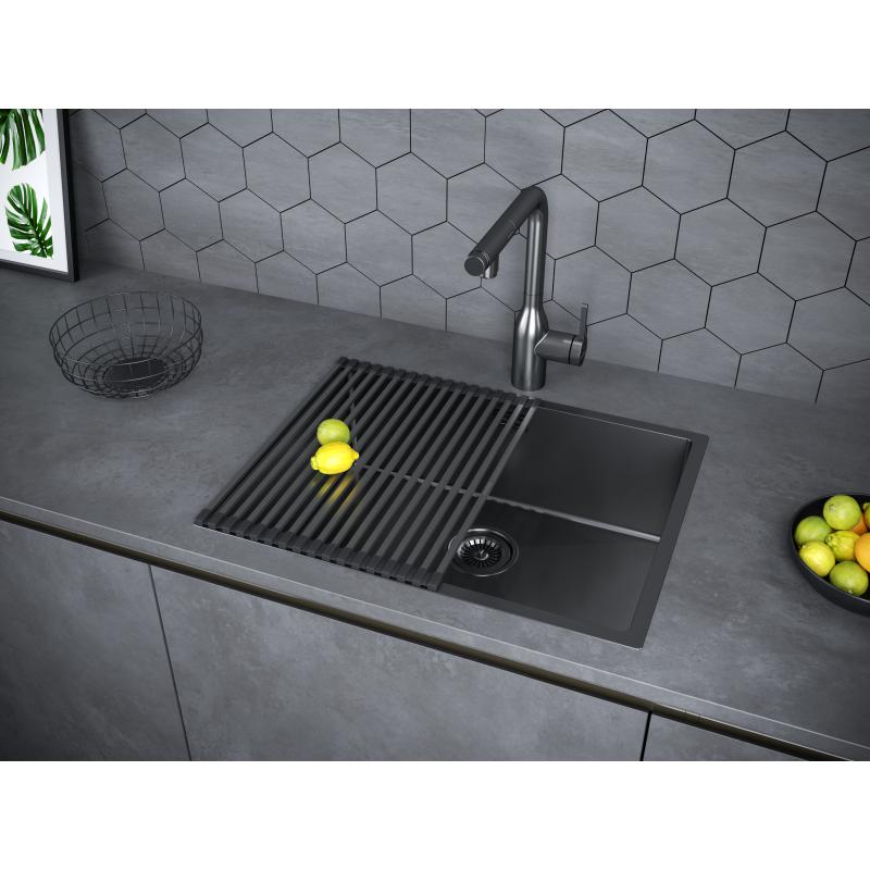 Кухонная мойка Paulmark Next 58 PM215844-GM Вороненая сталь