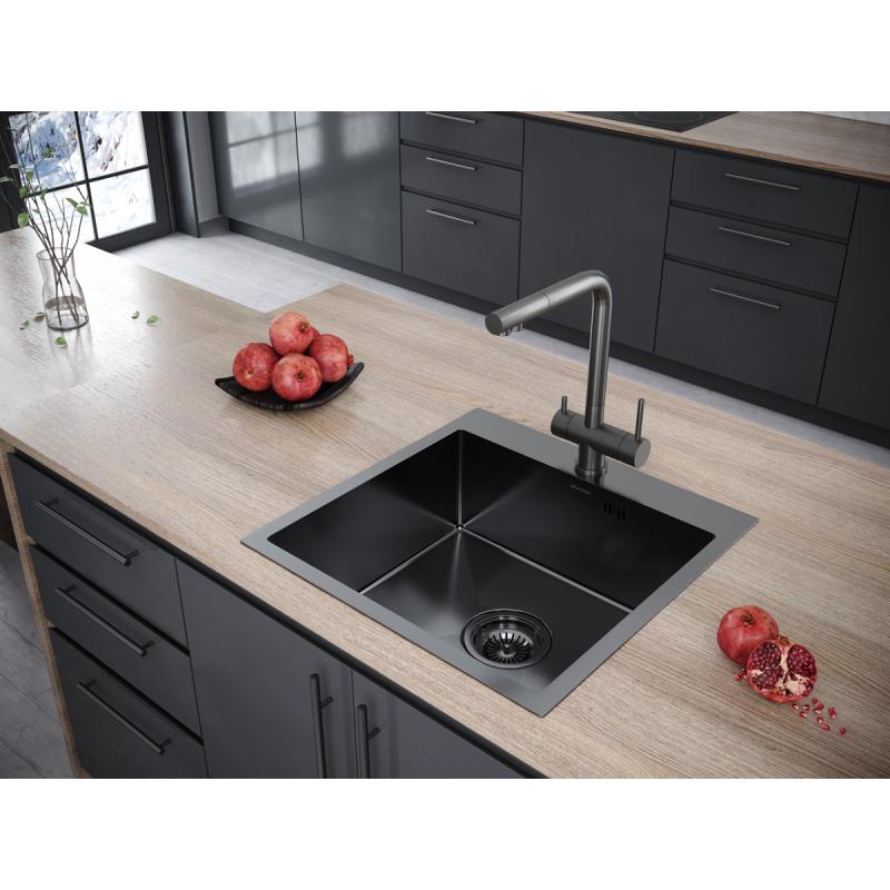 Кухонная мойка Paulmark Brim 59 PM215951-GM Вороненая сталь