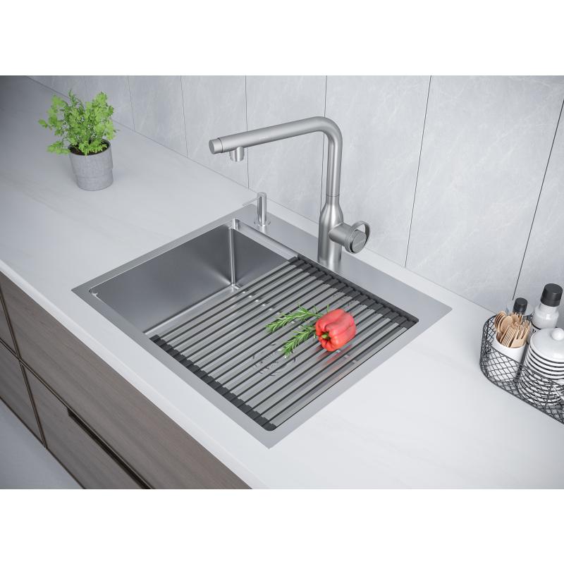 Кухонная мойка Paulmark Brim-Pro 59 PM705951-BS Брашированная сталь