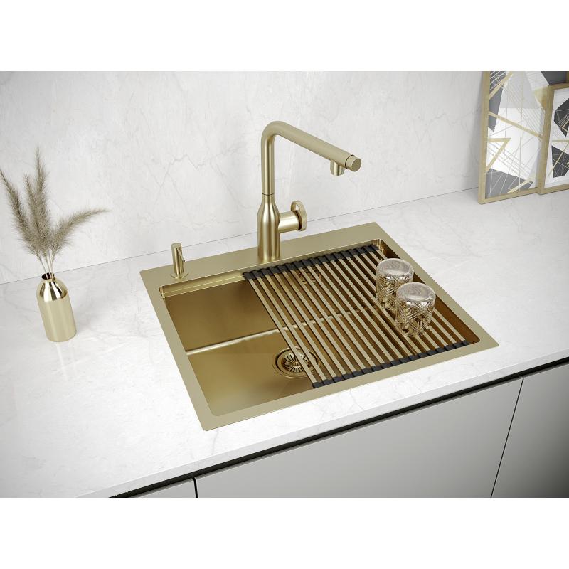 Кухонная мойка Paulmark Brim-Pro 59 PM705951-BG Брашированное золото