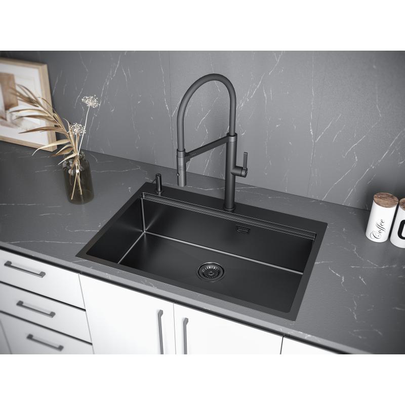 Кухонная мойка Paulmark Vast-Pro 75 PM707551-GM Вороненая сталь