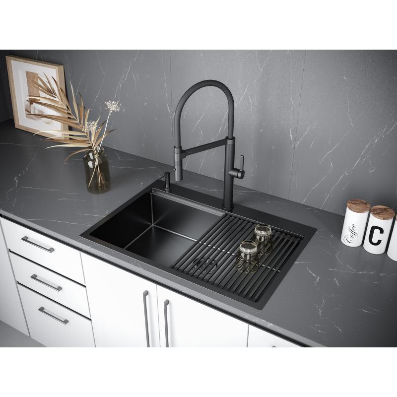 Кухонная мойка Paulmark Vast-Pro 75 PM707551-GM Вороненая сталь