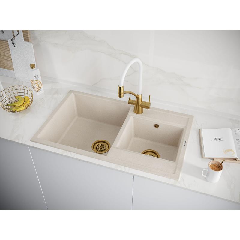 Мойка кухонная Paulmark Tandem 80/1.5 PM238250-BE из искусственного камня, бежевый