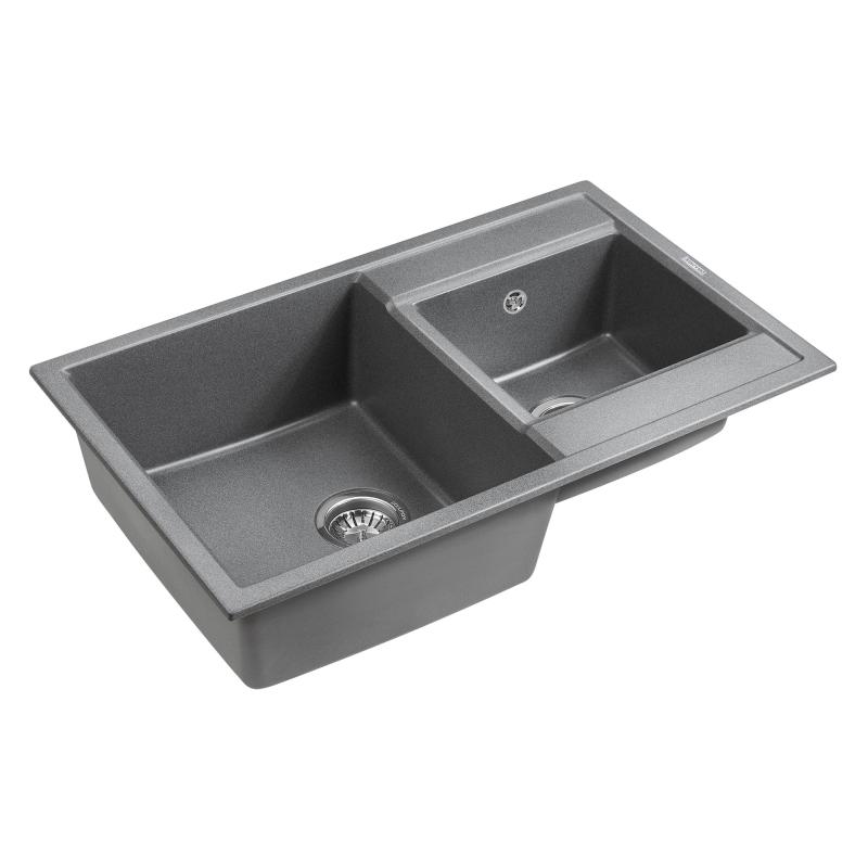 Мойка кухонная Paulmark Tandem 80/1.5 PM238250-DG из искусственного камня, графит